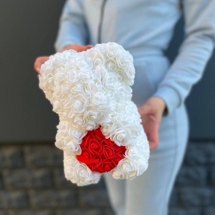 Медведь с красным седцем в Долгопрудном