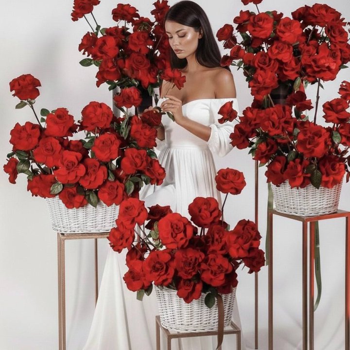 Сет из красных французских роз в Долгопрудном