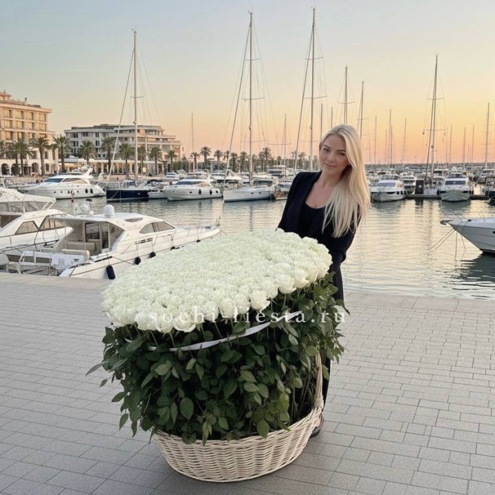 301 высокая роза в корзине в Долгопрудном