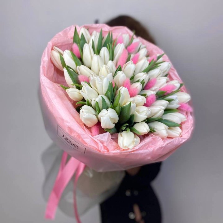 51 белый тюльпан "Рози" в Долгопрудном