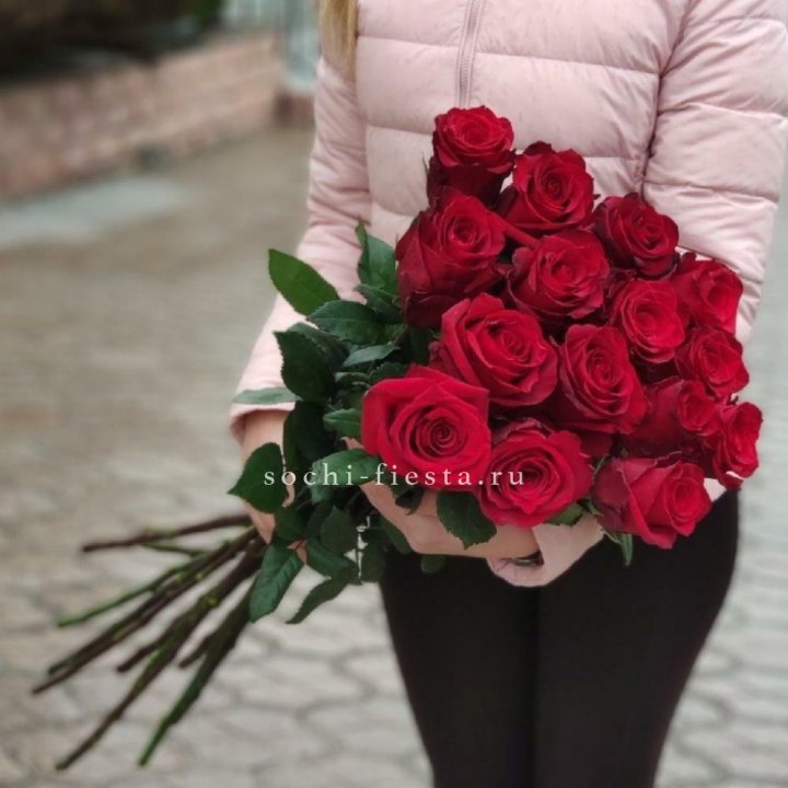 15 высоких красных роз в Долгопрудном
