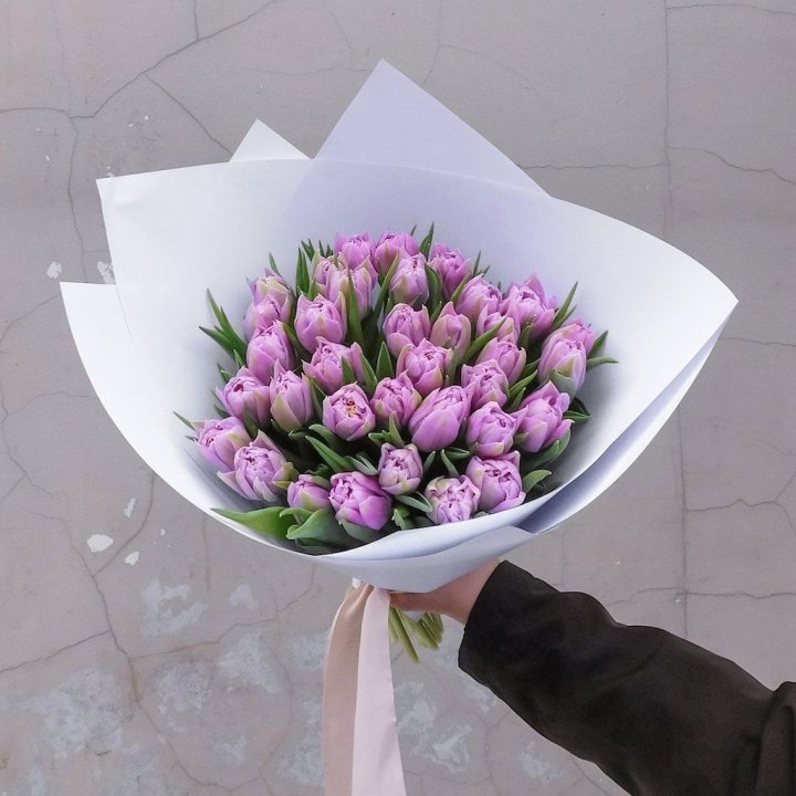 35 сиреневых тюльпанов в Долгопрудном