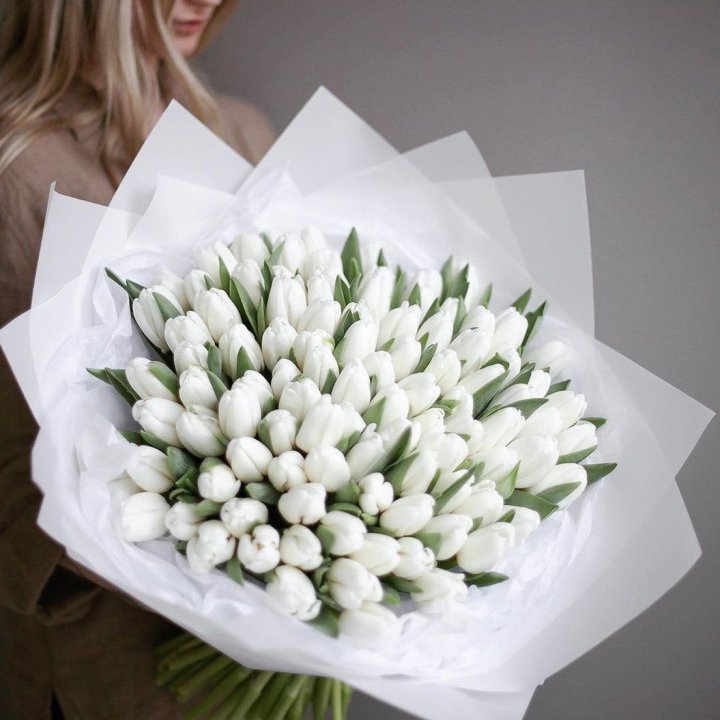 101 белый тюльпан в Долгопрудном